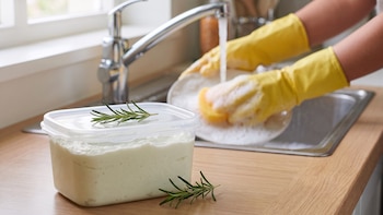 Cómo hacer un limpiador de trastes casero con vinagre y esencia natural de romero