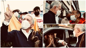 Álvaro Uribe, en campaña, volanteando