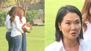 Keiko Fujimori visita la tumba de sus padres en el cementerio Campo Fe de Huachipa antes del tradicional desayuno electoral
