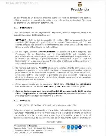 El Gobierno sostiene que el juez interpretó mal las referencias a Jesucristo - crédito Presidencia