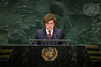 Javier Milei durante su discurso en la Asamblea General de la ONU, (New York, Estados Unidos)