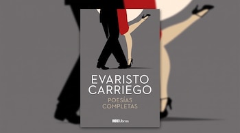 Portada del libro Poesías completas de Evaristo Carriego con la ilustración de piernas de bailares de tango sobre fondo gris.