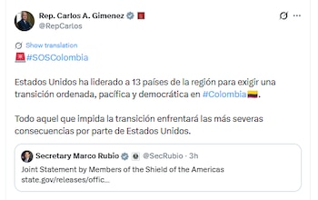 Esta fue la dura advertencia que dejó el congresista de Estados Unidos contra quienes intentan desconocer los resultados electorales en Colombia - crédito @RepCarlos/X