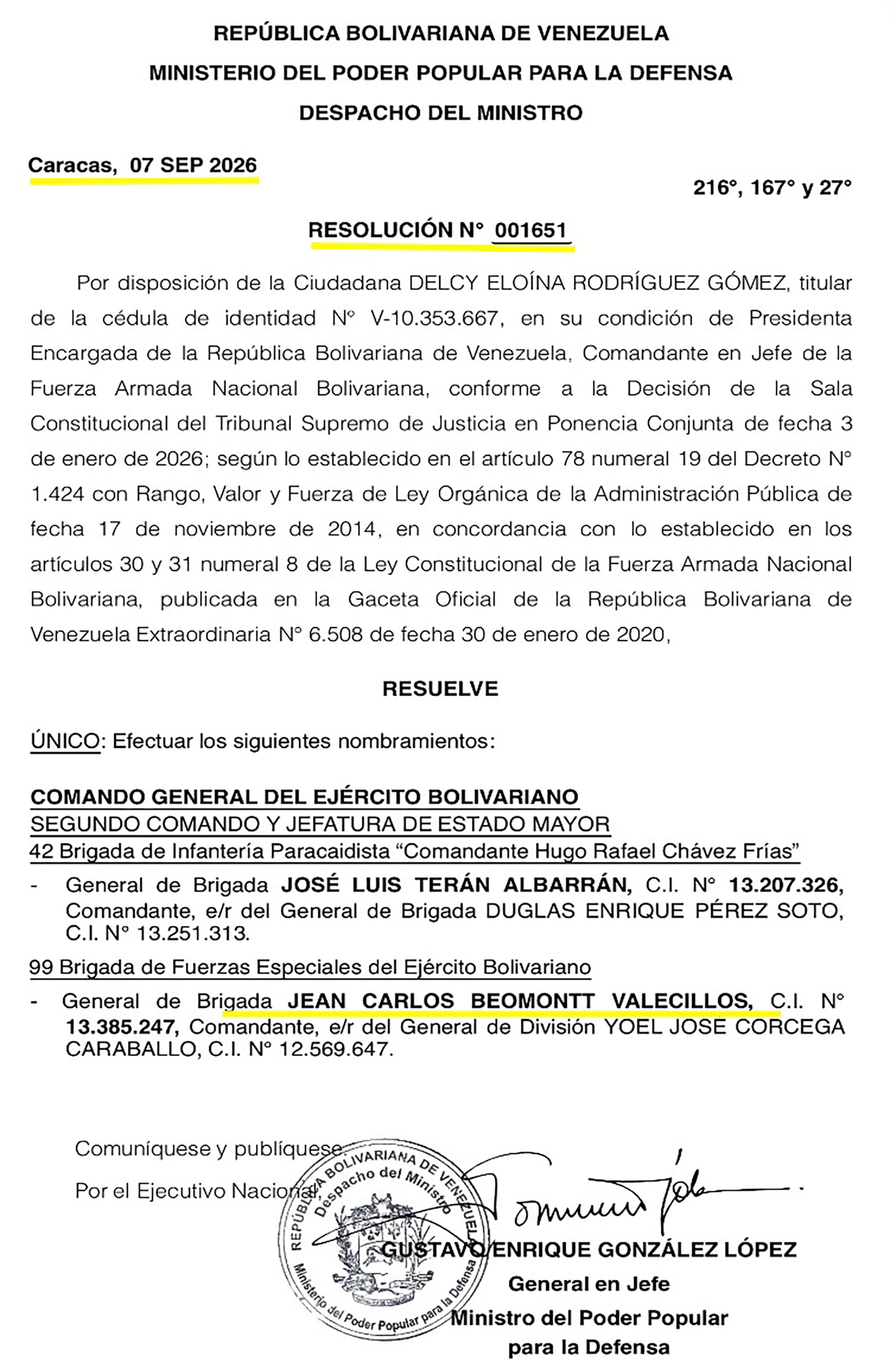 El nombramiento del general Beomontt