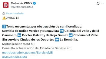 Avance en tiempo real de las diversas líneas de la red de transporte público capitalino.