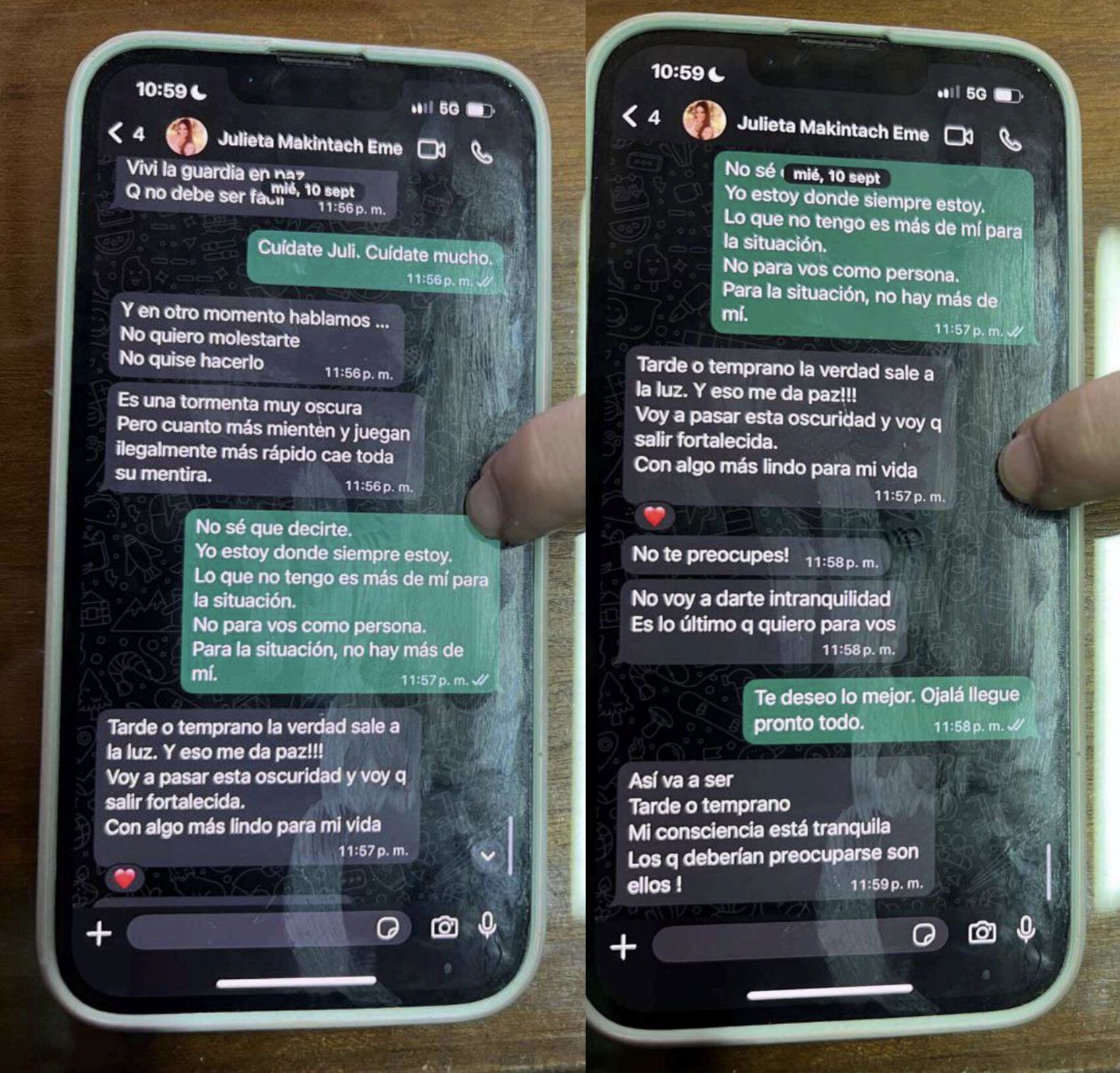 El final de la charla que aportó la testigo a la Fiscalía