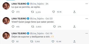 Tuits de Lina Tejeiro. Foto: