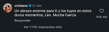 El comentario de Cristiano Ronaldo en la carta de Lionel Messi a Jorge