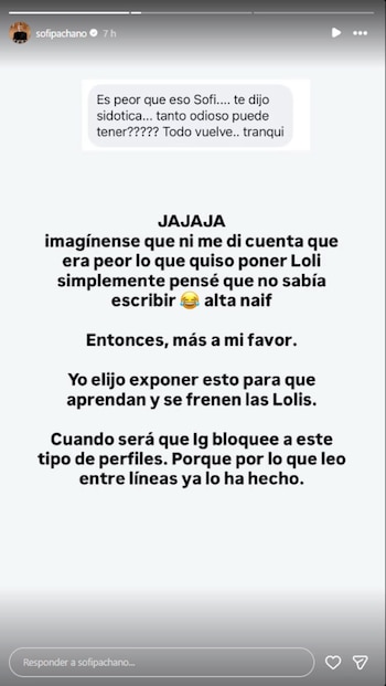 El ida y vuelta de Sofia Pachano en su instagram
