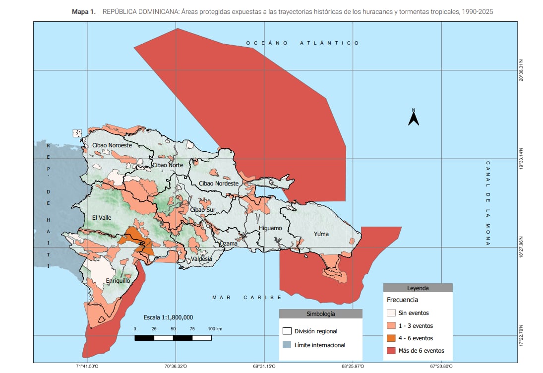 El informe de la ONE señala que los estudios del IPCC advierten un aumento en la intensidad de huracanes y tormentas tropicales en las últimas décadas. (Cortesía: Áreas Protegidas: Un enfoque desde el riesgo de eventos extremos y desastres)