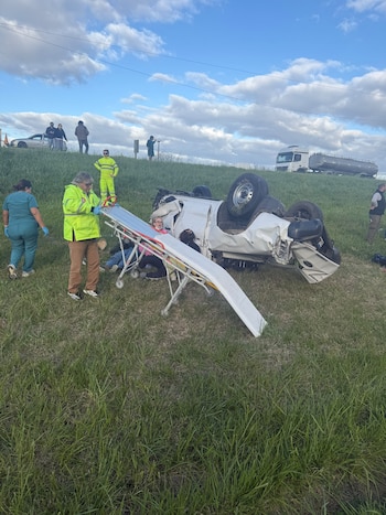 Vuelco en la ruta 2 en Chascomus
