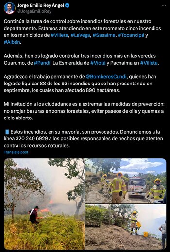 Publicación del gobernador de Cundinamarca