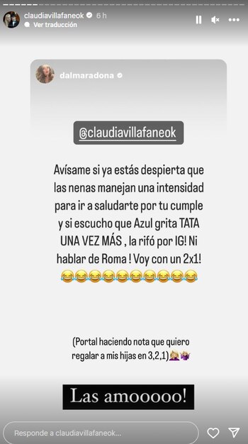 El saludo de Dalma Maradona