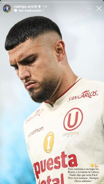 Rodrigo Ureña y su mensaje en redes sociales tras la derrota ante Sporting Cristal.