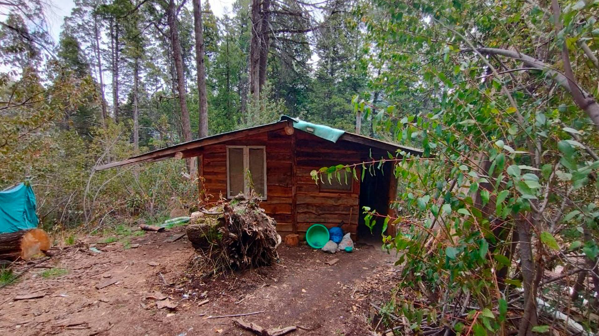 Una de las viviendas que construyeron los mapuches en los predios usurpados en Villa Mascardi en 2022