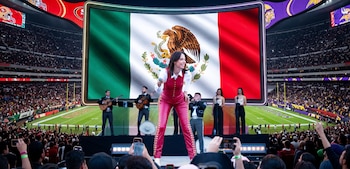 La cantante subirá al escenario antes del partido entre Vikings y 49ers el próximo domingo 22 de noviembre de 2026. (Ilustración por Infobae México)