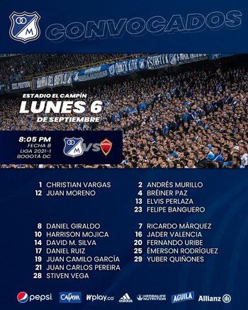 Convocados de Millonarios.