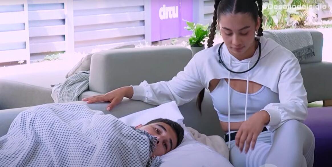 Lucho se mostró serio ante la situación y pocas veces miró a la cara a Valentina - crédito Emisión Desafío / Caracol Televisión