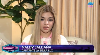 Naldy Saldaña, excantante de La Bella Luz acusa a director musical de besarla a la fuerza: caso ya está en Fiscalía. Captura: Magaly TV La Firme.