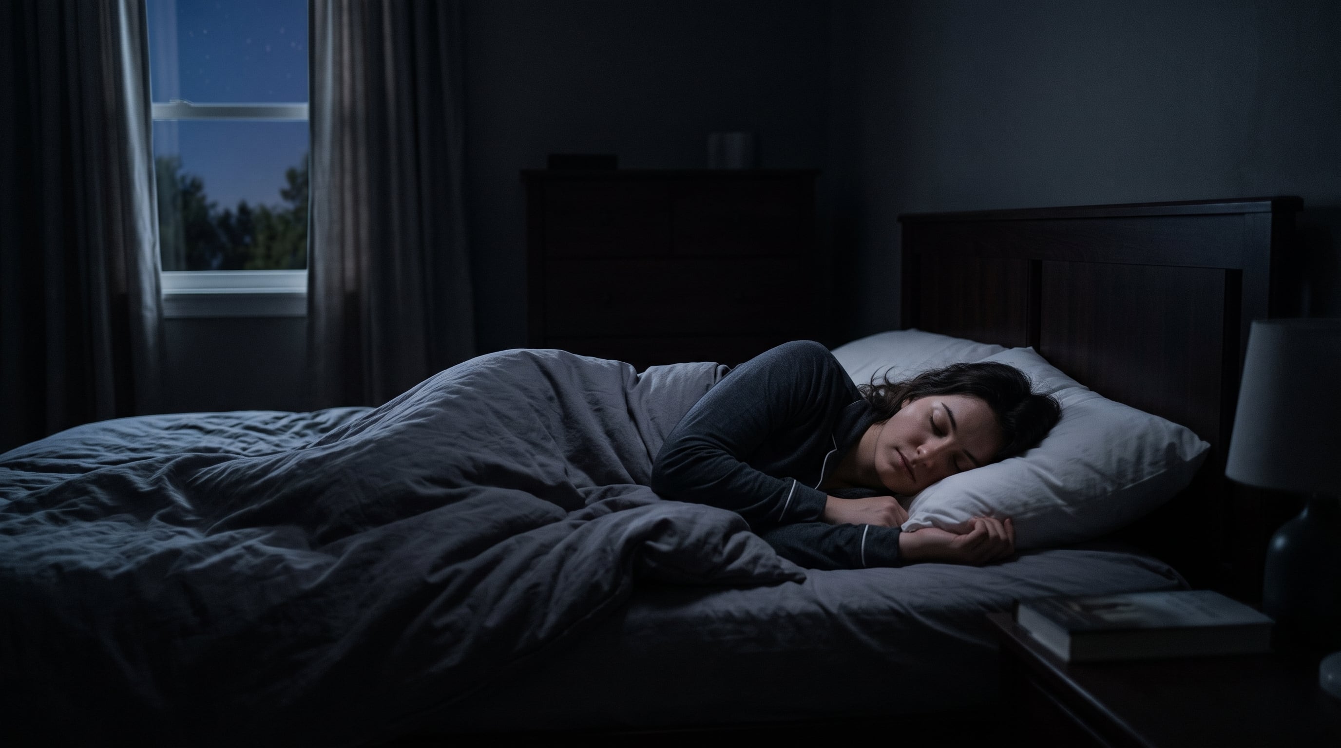 Una mujer descansa en una cama dentro de una habitación en oscuridad durante la noche. (Imagen Ilustrativa Infobae)