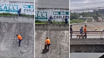 Vecinos rescatan a perrito que cayó al Emisor Poniente en Cuautitlán Izcalli y se hacen virales