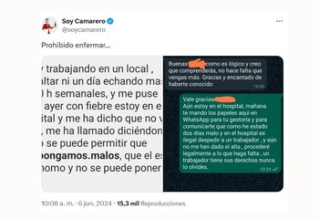 Tuit de @soycamarero en X.