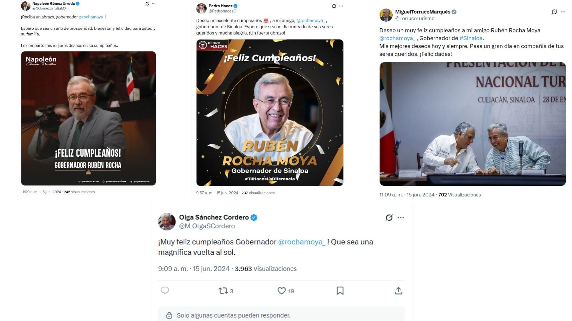 Felicitaciones para Rocha Moya en el 2024. (Capturas de pantalla)
