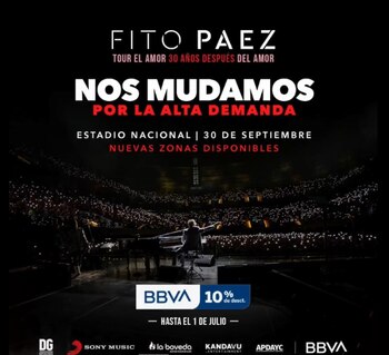 Concierto de Fito Páez cambia