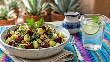 Ensalada de betabel, manzana verde y almendras: antioxidantes, fibra y sabor en un plato