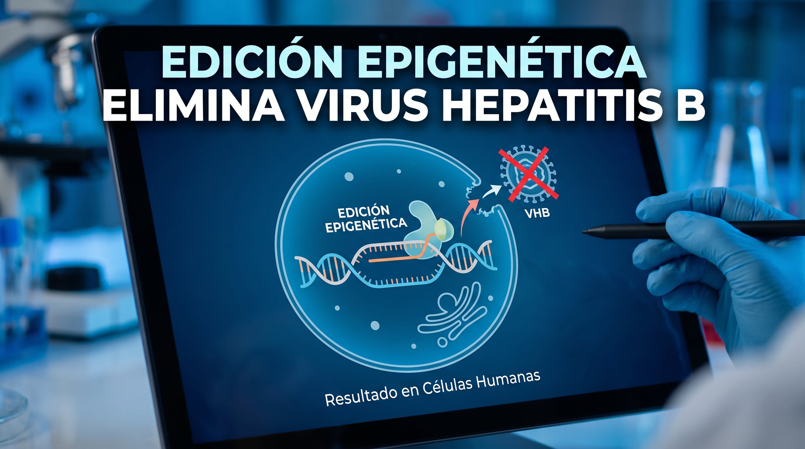 Un diagrama explicativo expone el uso de la edición epigenética para eliminar el virus de la hepatitis B en células humanas. (Imagen Ilustrativa Infobae)