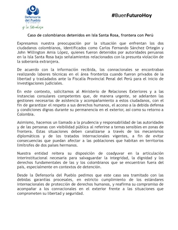 La entidad divulgó un comunicado