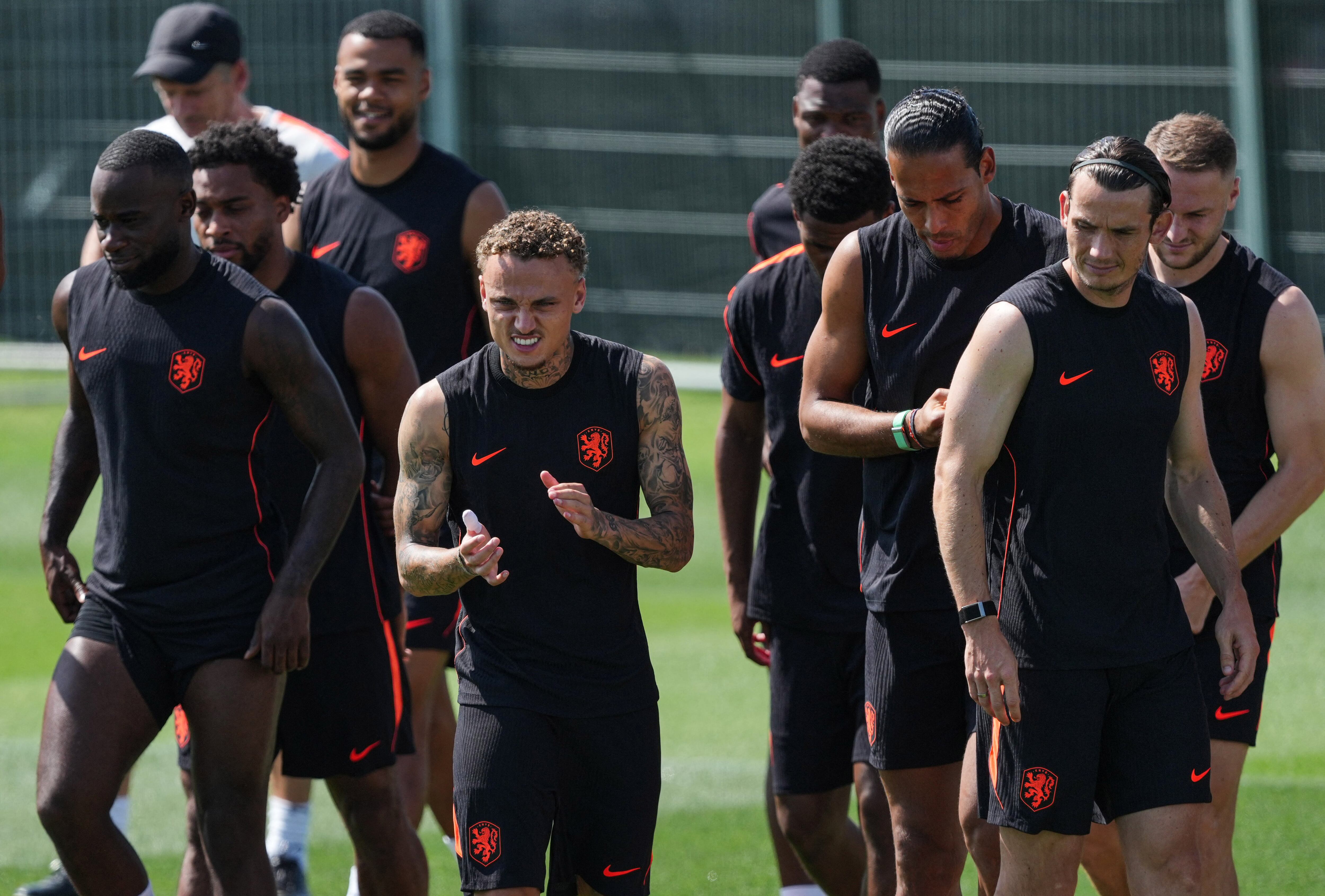 Soccer Football - FIFA World Cup 2026 - Netherlands Training - KC Current Training Facility, Kansas City, Missouri, U.S. - June 28, 2026 Netherlands' Noa Lang and teammates during training IMAGN IMAGES via Reuters/Jay Biggerstaff