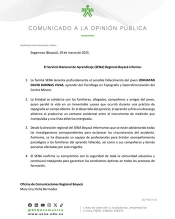 El Sena Boyacá expresó sus