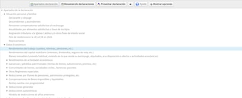 Apartados del simulador de la declaración de la Renta que hay que rellenar para obtener los resultados