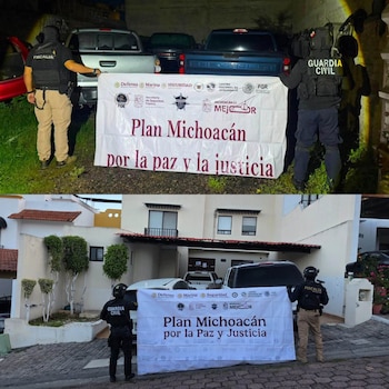 Parte de los cateos anunciados por la fiscalía estatal. Crédito: FGE Michoacán