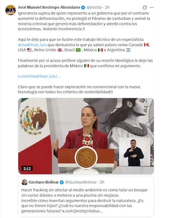 La fórmula vicepresidencial del candidato Abelardo de la Espriella insistió en que Colombia puede avanzar hacia las dos metas al mismo tiempo - crédito @jrestrp/X