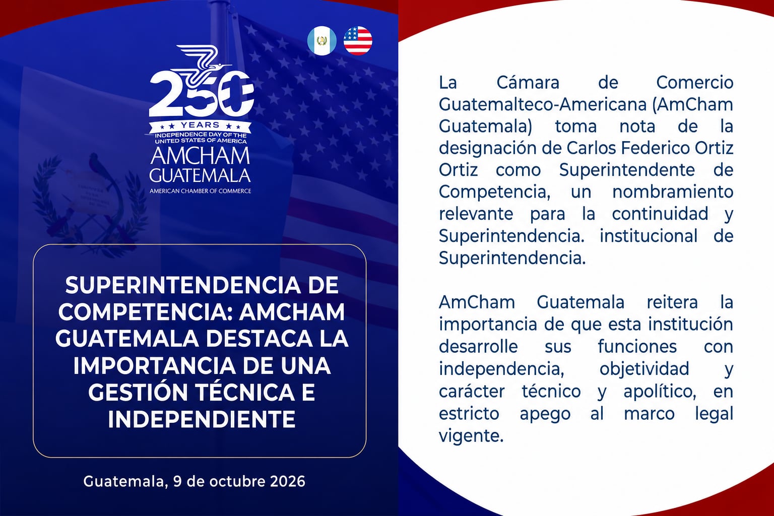 Un comunicado de la Cámara de Comercio Guatemalteco-Americana aborda la designación de Carlos Federico Ortiz Ortiz como Superintendente de Competencia. (Imagen Ilustrativa Infobae)