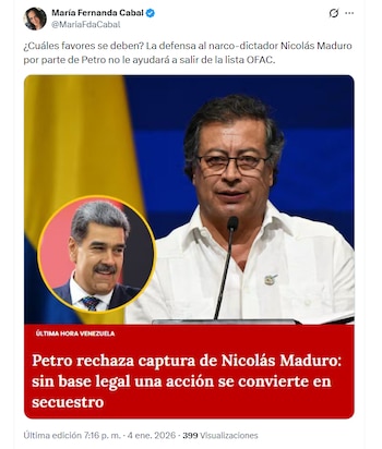 María Fernanda Cabal cuestionó si