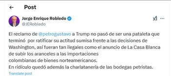 Jorge Enrique Robledo calificó el