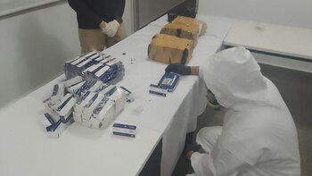 Agentes revisan el cargamento decomisado