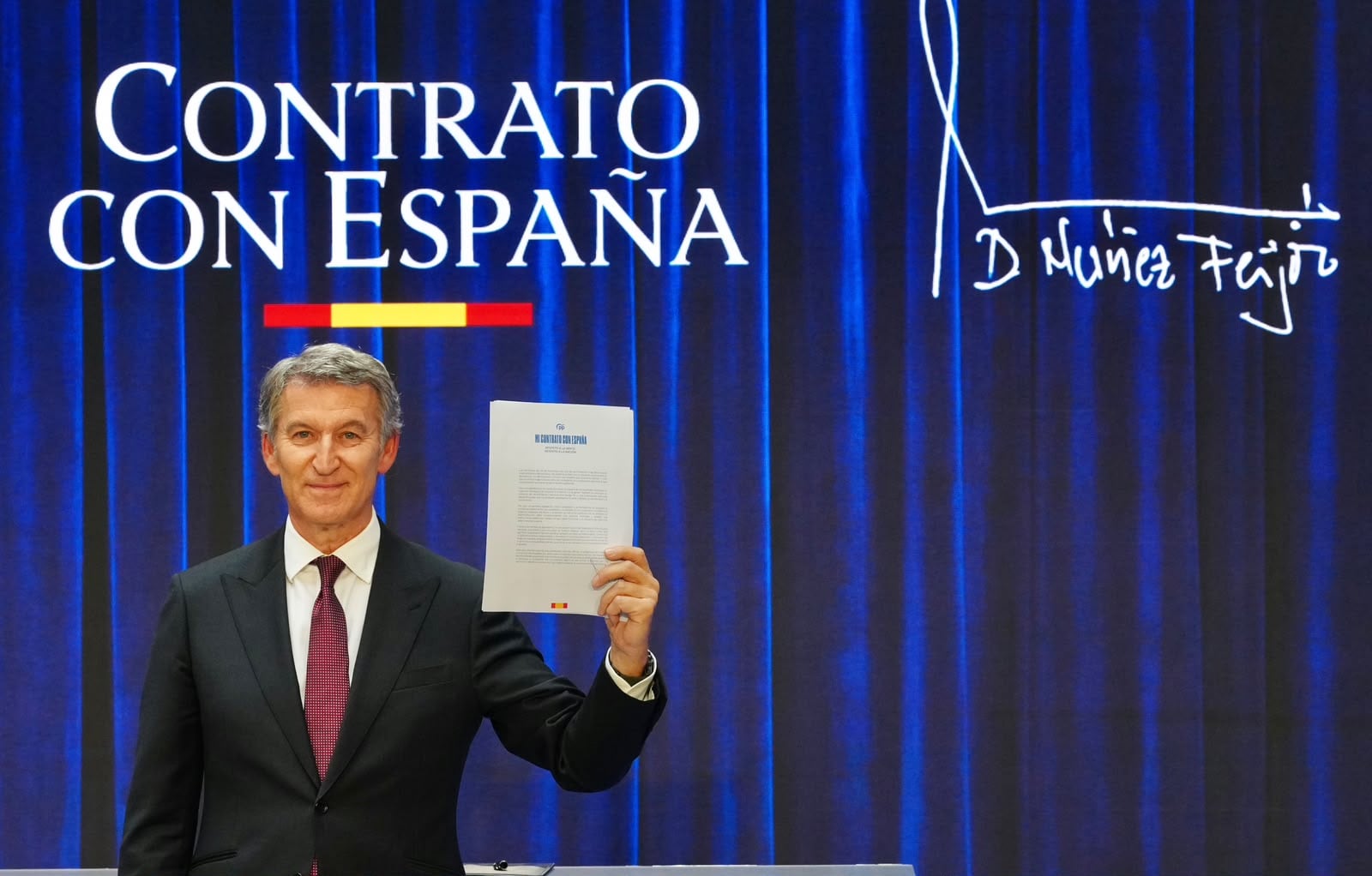 Alberto Núñez Feijóo presenta su 'contrato con España'. (David Mudarra/PP)