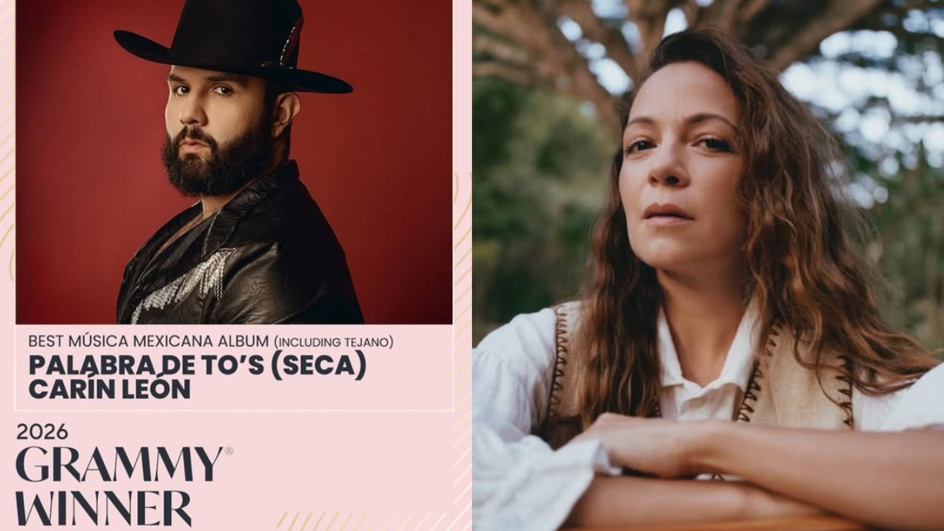 Carín León y Natalia Lafourcade hacen historia en los Premios Grammy 68 al llevarse los primeros galardones de la noche (IG)
