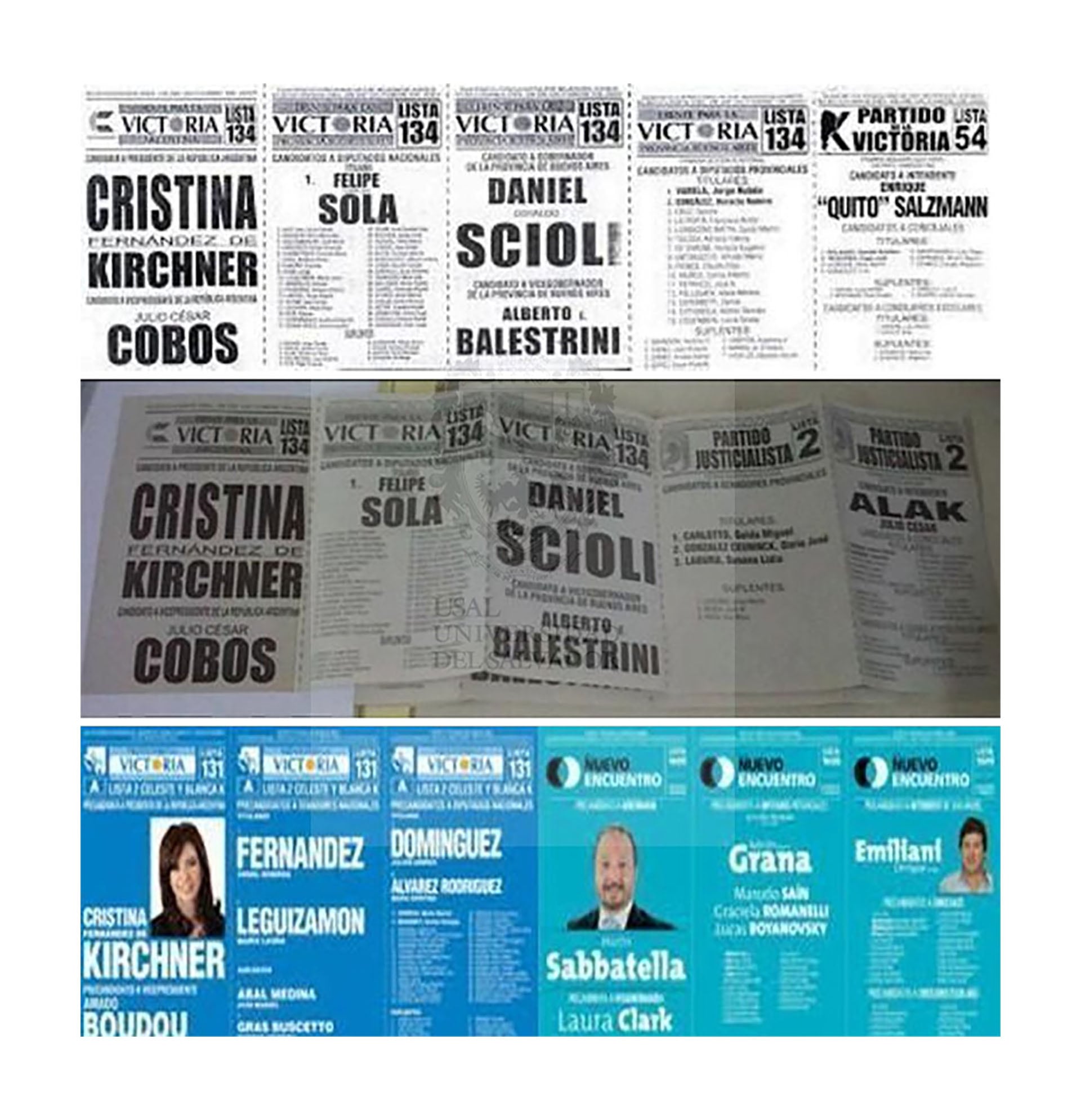 Las listas colectoras de 2007 y de 2011 del Frente para la Victoria