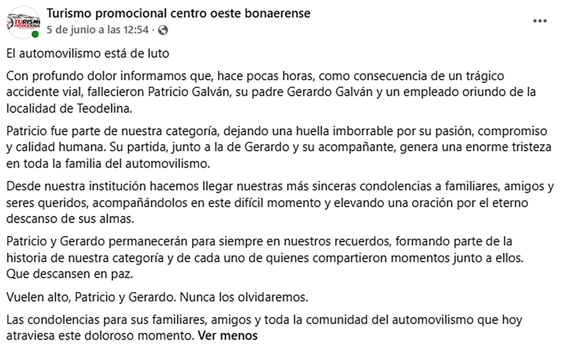 Patricio Galván participó de la categoría de automovilismo turismo promocional (Foto/Facebook)