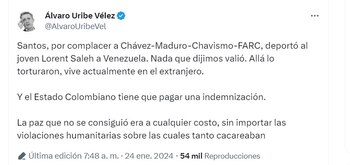 Álvaro Uribe crítica a Juan