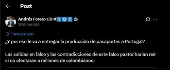 Andrés Forero contestó al mensaje
