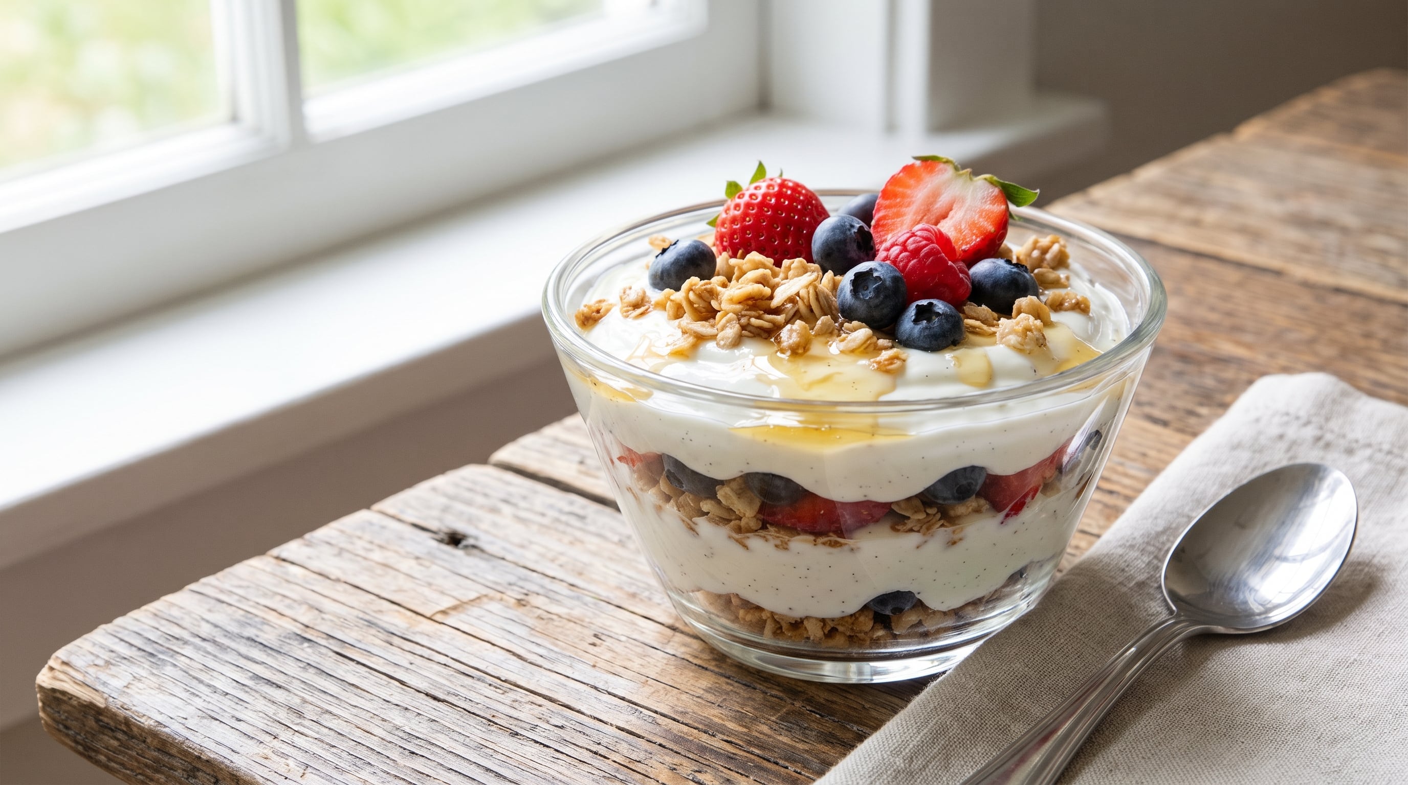 El yogur griego con frutillas, pepitas de calabaza y nueces ofrece proteína de digestión lenta, magnesio, grasas insaturadas y triptófano para la noche (Imagen Ilustrativa Infobae)