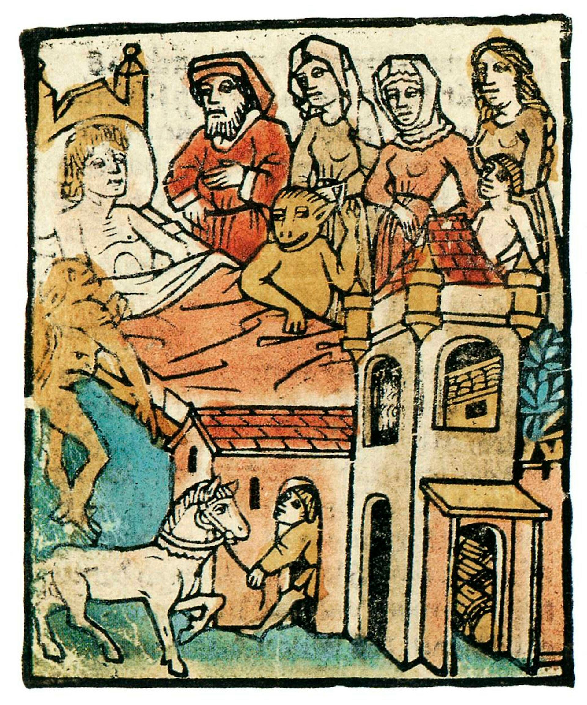 Contestación a través de las cosas mundanas, Ars moriendi. Gutenberg Museum/Wikimedia Commons