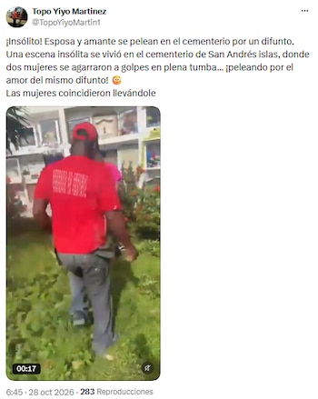 Riña en cementerio de San Andrés se volvió viral - crédito @TopoYiyoMartin1/X