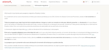 Avianca publicó en su página información sobre el requisito que deberán cumplir los vuelos que lleguen a Estados Unidos - crédito Avianca
